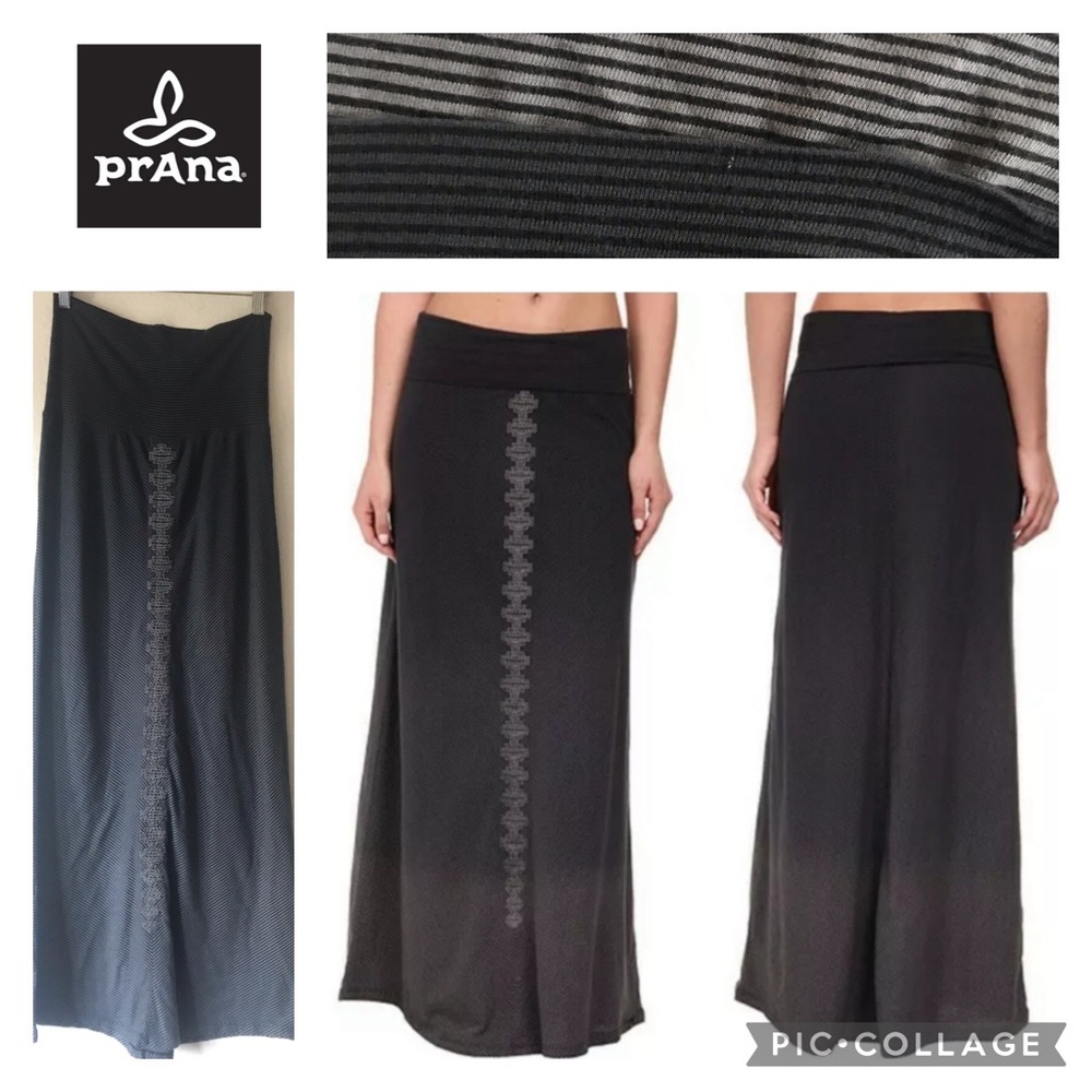 PrAna Benita Maxi Embroidered Ombré Striped Skirt